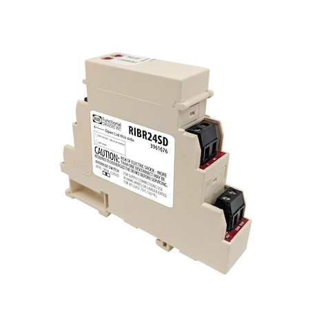 Functional Devices-Rib DIN Rail Mount Relay, 10 Amp DPDT + Override, 24 Vac/dc Coil RIBR24SD